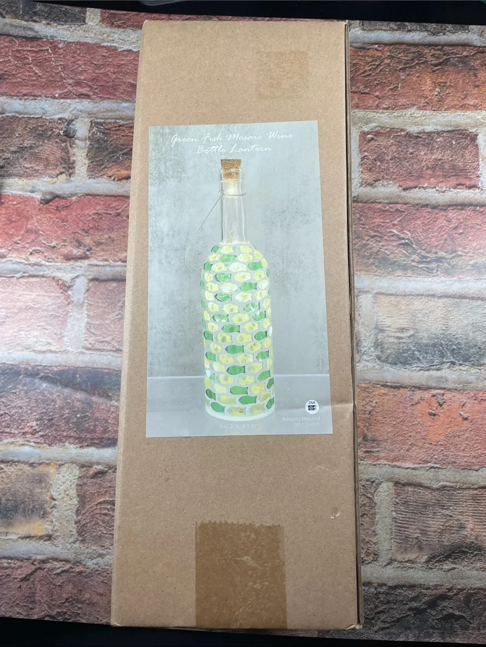 Green Fish Mosaic Wine Bottle Lantern